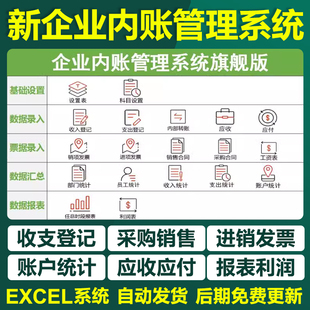 excel小企业内账管理系统表格软件财务出纳收支记账内帐收付模板
