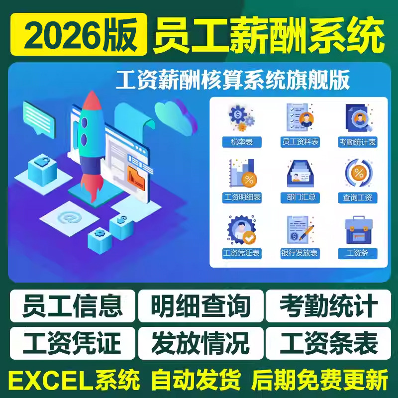 2026可视化工资薪酬管理excel表格系统自动计算每月个税成本核算