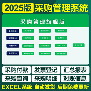 2025采购管理excel表格系统采购单报价申请合同跟踪考核统计模板