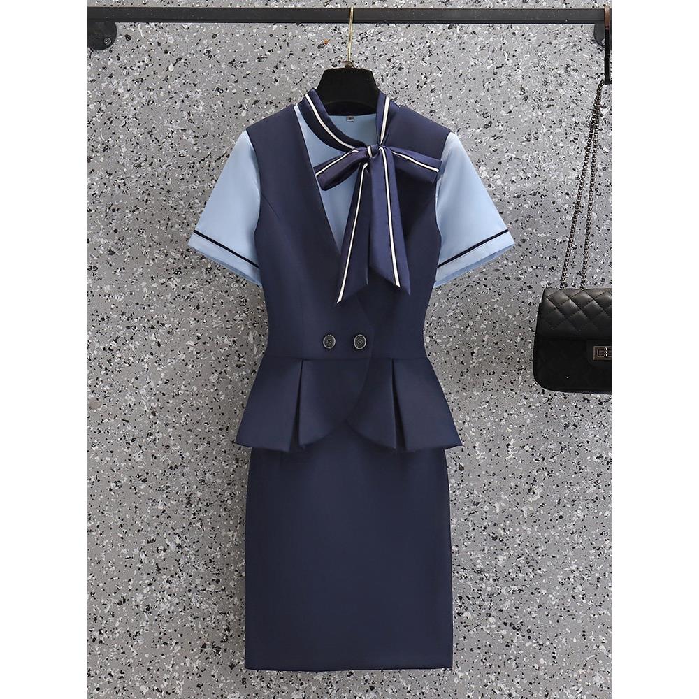 职业装套装女秋冬时尚气质空姐制服工装美容师酒店前台工作服套裙