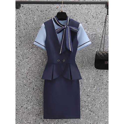 职业装套装女秋冬时尚气质空姐制服工装美容师酒店前台工作服套裙