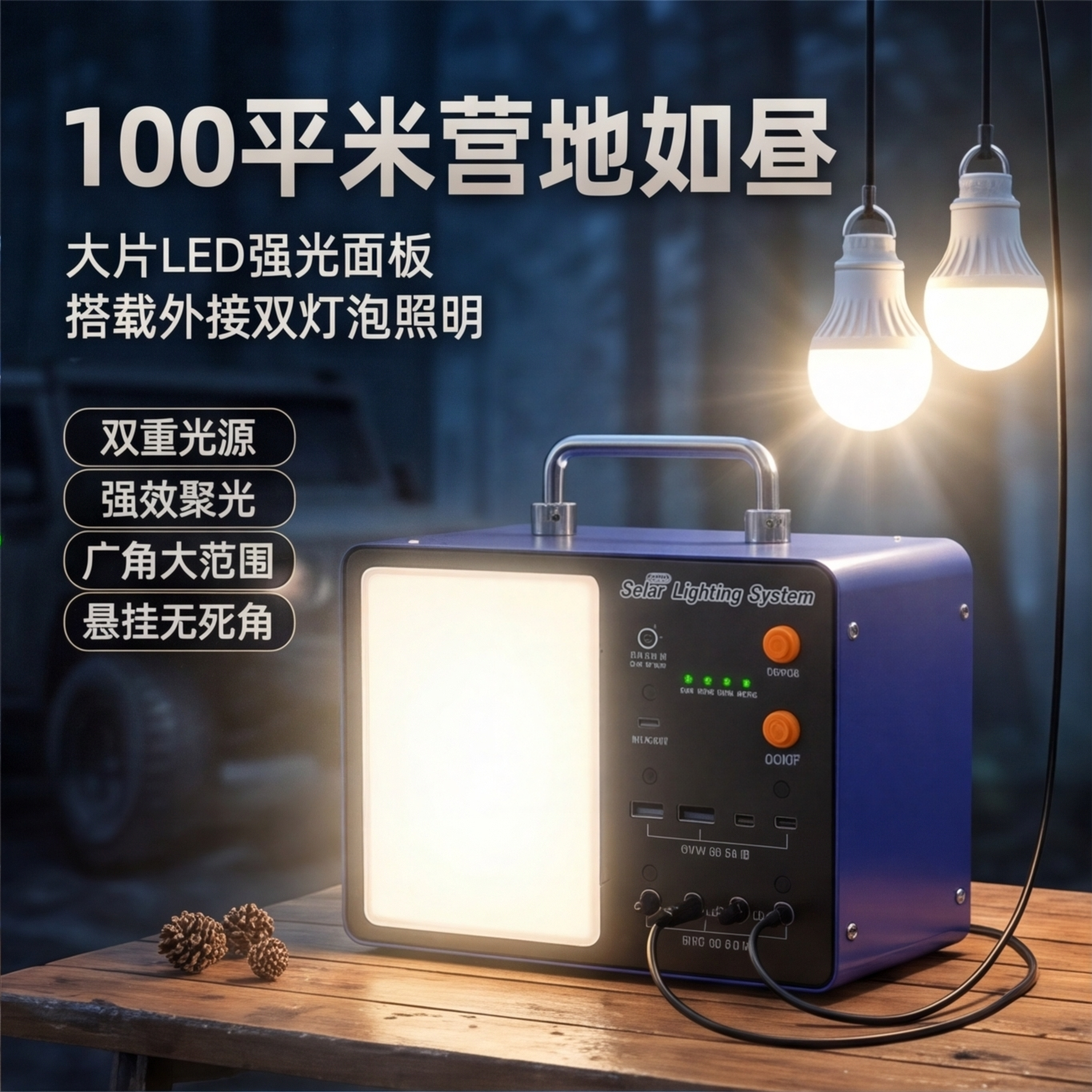 太阳能充电LED户外照明多功能灯具户外露营自驾游便携式充电灯
