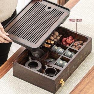 储物茶台 功夫茶具多功能收纳盒小型现代旅行茶盘家用紫砂茶具套装