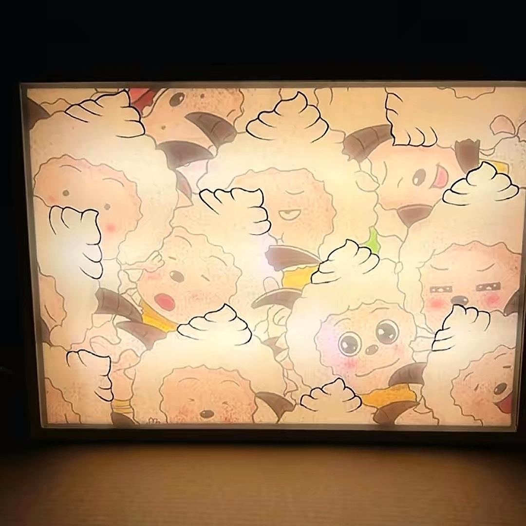 灯光画led懒羊羊客厅卧室书房创意小摆件生日礼物小夜灯可充电灯