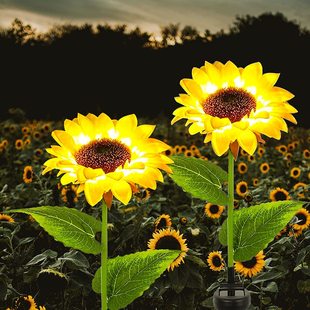 太阳能花 百合花灯4头 LED仿真花户外庭院花园灯草坪灯景观