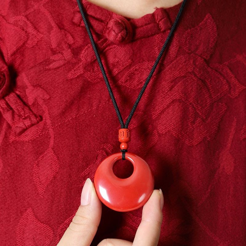 天然高品质朱砂公主平安扣男女同款高含量紫金砂鱼眼扣红砂钥匙扣