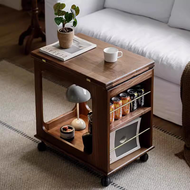 实木可移动折叠茶几边几小户型餐桌椅套装组合长方形掼蛋桌棋牌桌