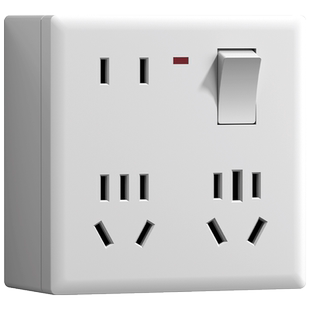 明装86型16A一开十二孔10A多八孔厨房空调墙壁明线插座面板带开关