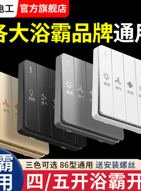 风暖浴霸开关五开四开卫生间专用通用86浴室五合一五位4控5开面板