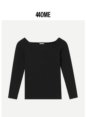 440ME女装 经典黑色修身显瘦优雅一字肩T恤上衣打底衫FB3F0014W