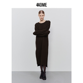 440ME女装 羊毛牦牛绒混纺松弛圆领保暖长款 毛衣连衣裙FCFW03100K