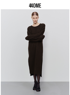 440ME女装 羊毛牦牛绒混纺松弛圆领保暖长款毛衣连衣裙FCFW03100K