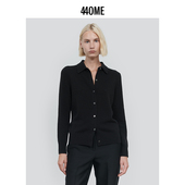 25秋季 优雅开衫 新品 440ME女装 翻领长袖 衬衫 静奢羊毛衫 FDFW0378K