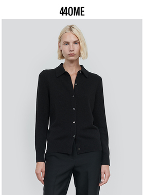 440ME女装 25秋季新品翻领长袖衬衫优雅开衫静奢羊毛衫FDFW0378K