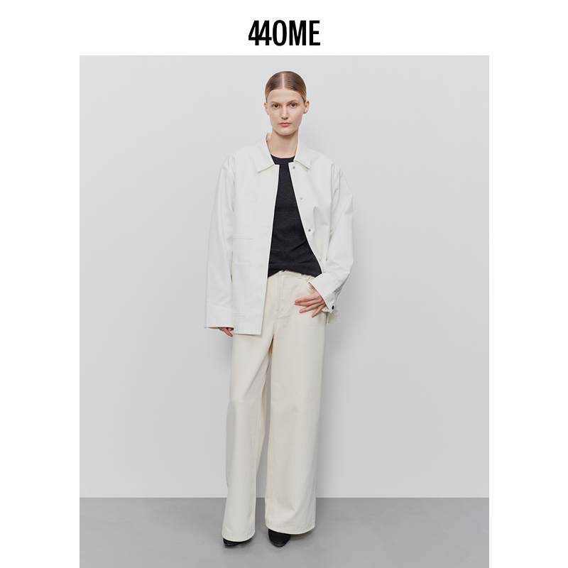 440ME白色全棉箱型夹克外套