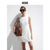 A字简约无袖 440ME女装 桑蚕丝混纺收腰修身 白色连衣裙FCSS1076W