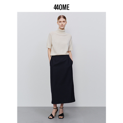 440ME女装 优雅白智性风纯羊毛合身高领短袖针织毛衣FCFW0362K