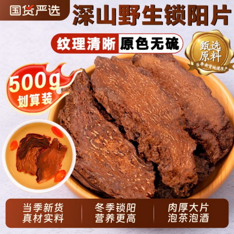 锁阳500g中药材正宗锁阳片肉苁蓉羊藿搭泡水泡酒男性滋补中药材