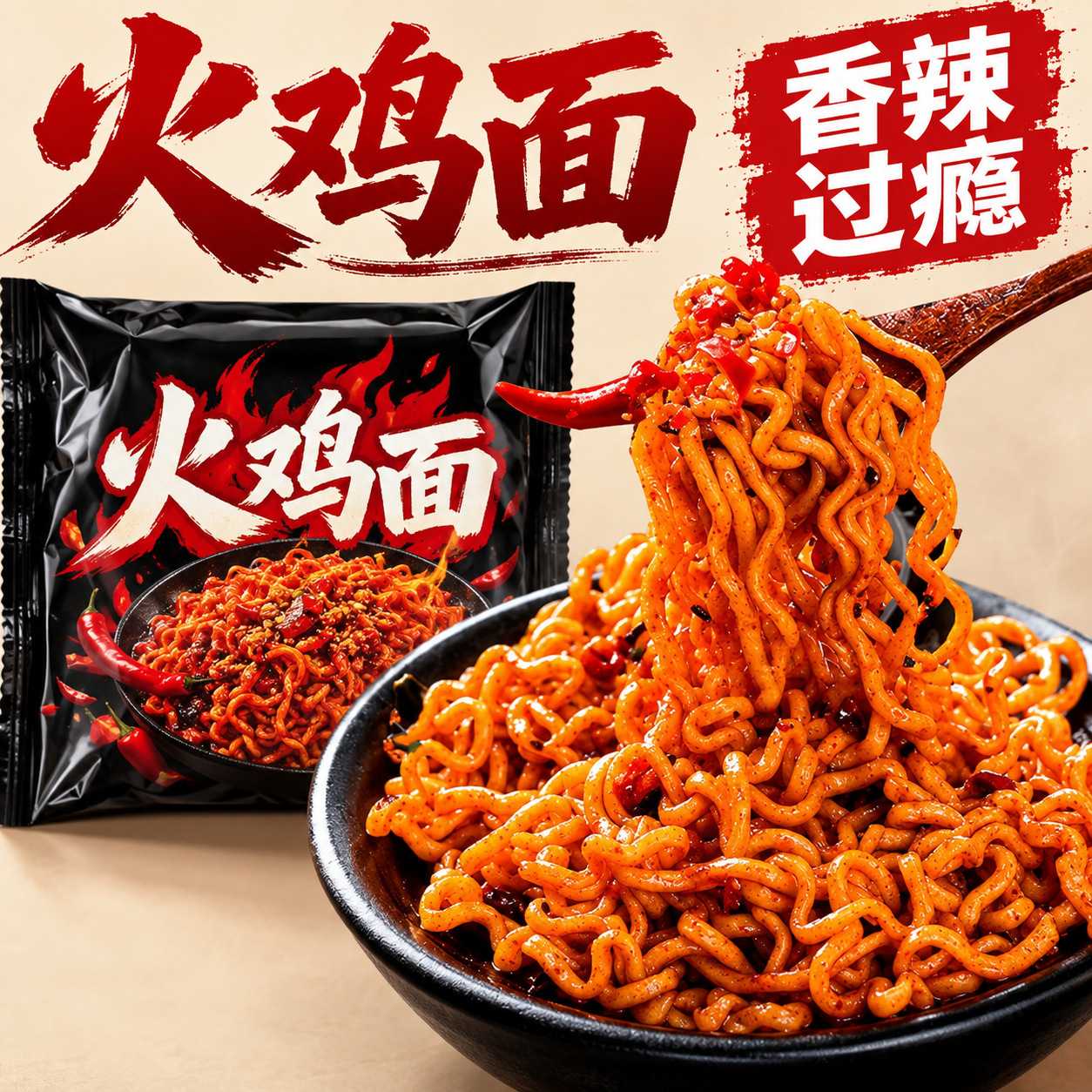 超辣原味火鸡面方便面泡面夜宵方便速食拌面代餐宿舍夜宵整箱装