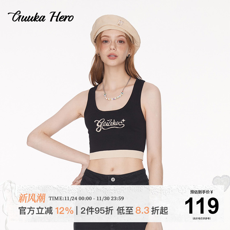 GUUKAHERO黑色针织背心