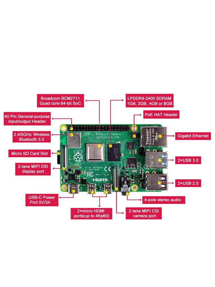 英国原包原装树莓派4代B型Pi4B开发板8G4GPython编程minipc