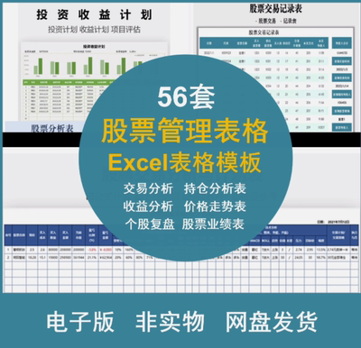 股票交易记录持股复盘分析收益计算器投资盈亏统计管理EXCEL表格