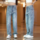 男款 男士 潮流时尚 泼墨喷漆牛仔裤 个性 花色水洗直筒裤 宽松休闲长裤
