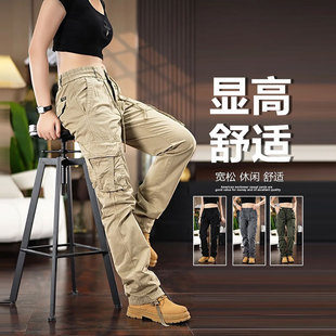 卡其色工装 复古百搭直筒裤 裤 宽松多口袋休闲裤 男女同款 2025秋新款