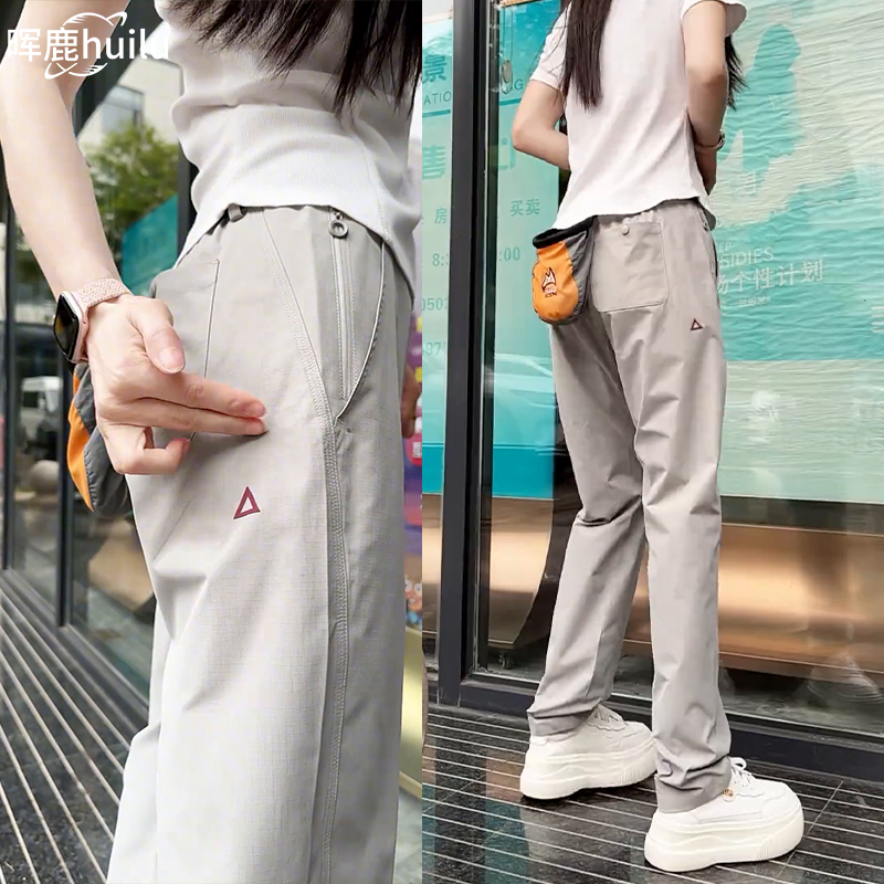 琪琳轻奢男装美式户外工装机能软壳冲锋裤浅灰色百搭高街休闲男款