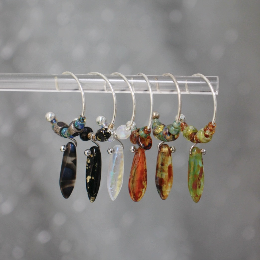 月似弓原创【陈酿】vintage 复古小众手作耳环捷克琉璃耳圈925银,饰品/流行首饰/时尚饰品新,耳环,淘宝优惠券,粉丝福利购,淘宝优惠卷