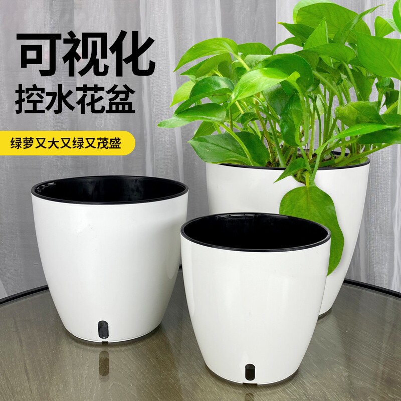 养绿萝绿箩花盆懒人自动自吸水塑料免浇水盆大号储水套盆养花专用