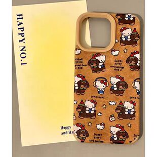 vivo腊肠狗Kitty手机壳OPPO棕色HelloKitty翻毛皮hello犬Reno13可爱12Pro美拉德KT猫x200x100适用s20x19女11+