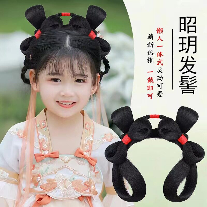 儿童古装假发唐风一体式蝴蝶结发箍发髻古风汉服襦裙造型发包川黛
