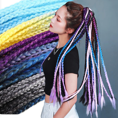 脏辫马尾假发彩色辫子渐变假辫