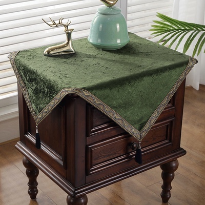 现货速发轻奢高级感厚重床头柜桌布旗新中式正方形布艺盖布茶几防
