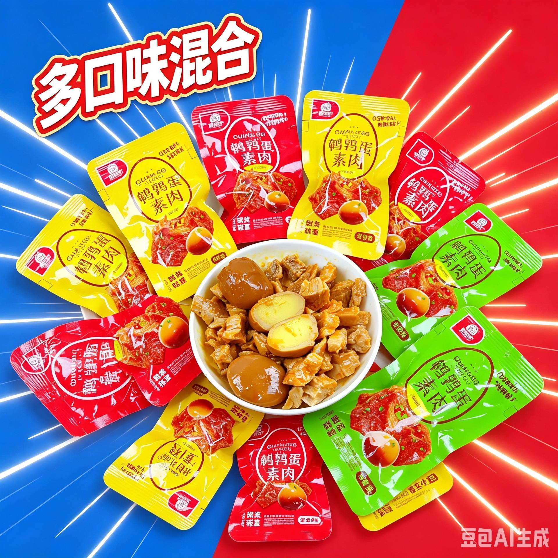 鹌鹑蛋素肉豆干零食五香味独立包装大豆蛋白手撕素肉大礼包