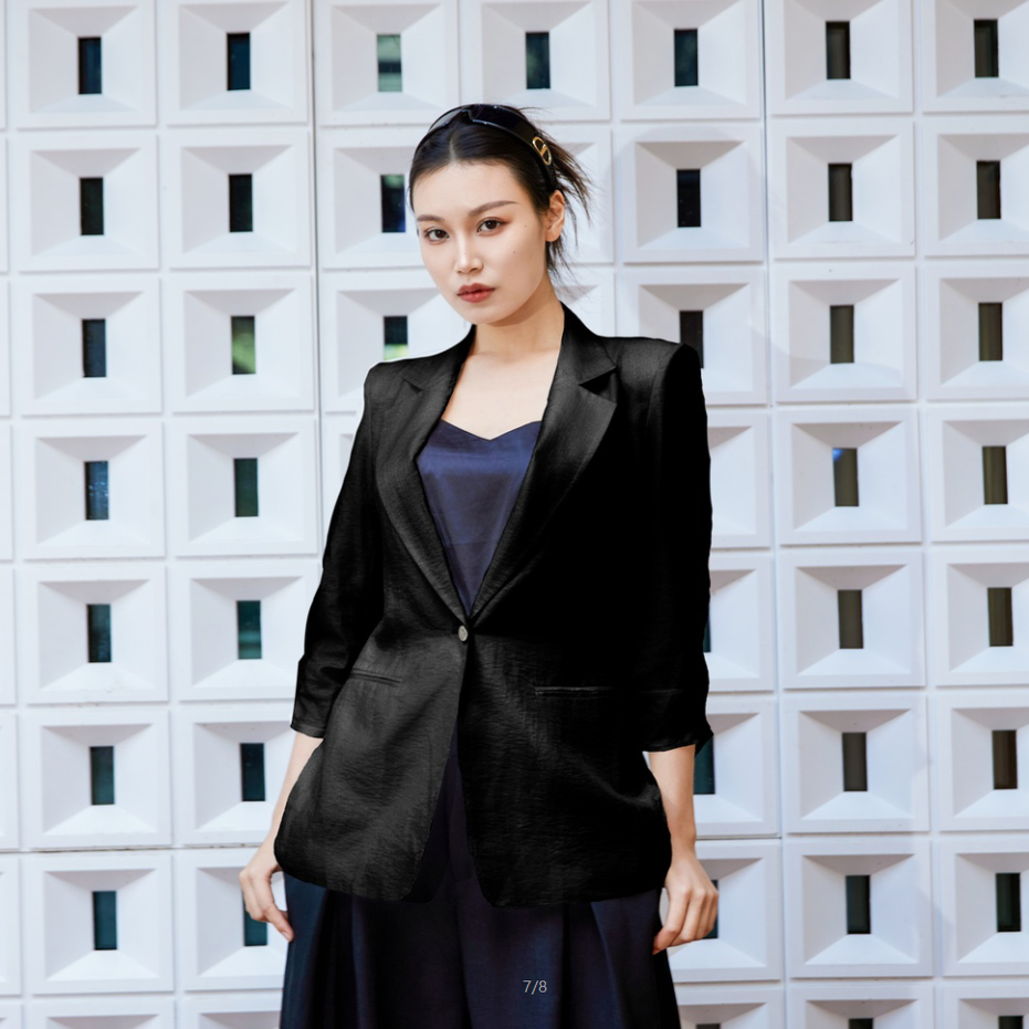 西装外套女韩版瘦身休闲外搭春秋薄款空调衫醋酸提花新国风小西服
