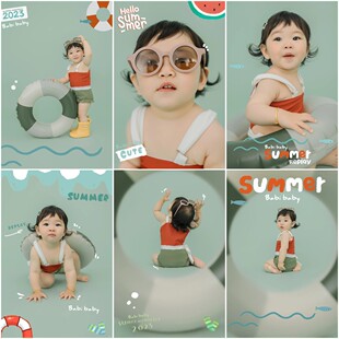 可爱泳衣儿童摄影主题服装宝宝半岁一岁周岁照拍照服装道具出租赁