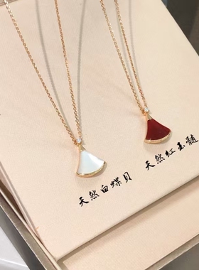 小裙子扇形贝母镀18K金锁骨链