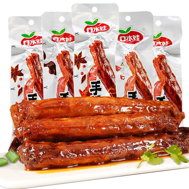 口水娃手撕风干烤脖肉类卤味鸡脖零食小吃休闲食品非鸭脖子一整根属于什么档次？