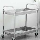 加厚不锈钢餐车收碗车摆摊小推车收餐送餐车酒店餐厅酒水车移动车