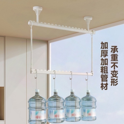 悬挂式晾衣杆晒被子神器铝合金晾晒宝被杆挂钩式伸缩晾衣架可翻转