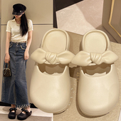 新款 一脚蹬外穿网红凉EVA拖鞋 蝴蝶结包头拖鞋 女夏软底防滑懒人鞋