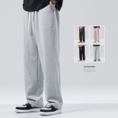 宽松直筒休闲运动裤 美式 男秋冬款 HomePanda重磅灰色阔腿加绒卫裤