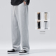 HomePanda重磅灰色阔腿加绒卫裤 宽松直筒休闲运动裤 男秋冬款 美式