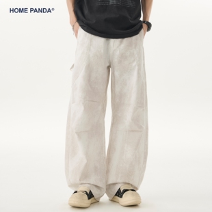 HomePanda伞兵直筒休闲裤男宽松美式潮牌dirtyfit‌弯刀拖地裤子