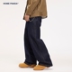 HomePanda美式 子 丹宁原色阔腿A字长裤 宽松直筒加绒牛仔裤 男秋冬季