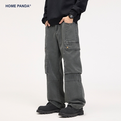 HomePanda美式复古直筒休闲裤男