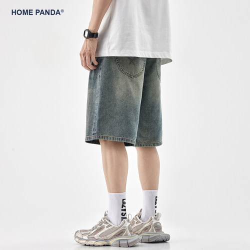 HomePanda破洞牛仔短裤男夏季