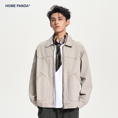 HomePanda美式复古翻领夹克男